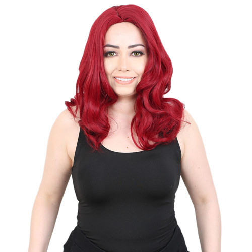 Miku Design Kahkülsüz Fiber Sentetik Orta Boy Dalgalı Peruk / Kızıl