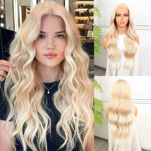 Miku Design Açık Rus Kumralı Beyaz Platin Ombre Fiber Sentetik Tül Peruk