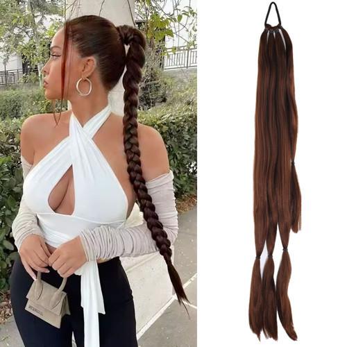 Miku Design Üçlü Örgü Tokalı At Kuyruğu / Çikolata Kahve