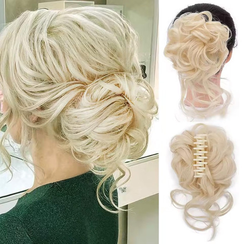 Miku Design Tokalı Kuyruklu Dağınık Topuz / Platin