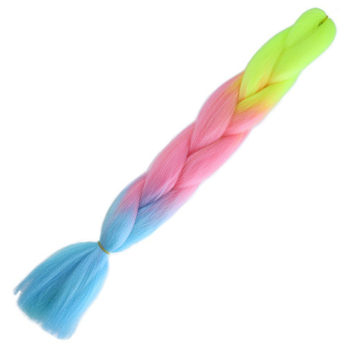 Miku Design Afrika Örgülük Ombreli Sentetik Saç 100 Gr. / Neon Sarı / Pembe / Açık Mavi