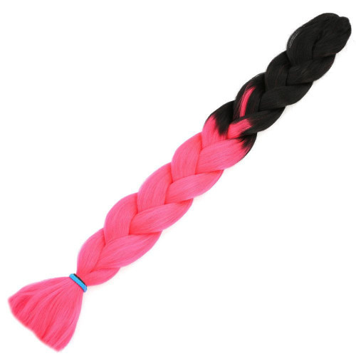 Miku Design Afrika Örgülük Sentetik Ombreli Saç 100 Gr. / Siyah / Neon Pembe