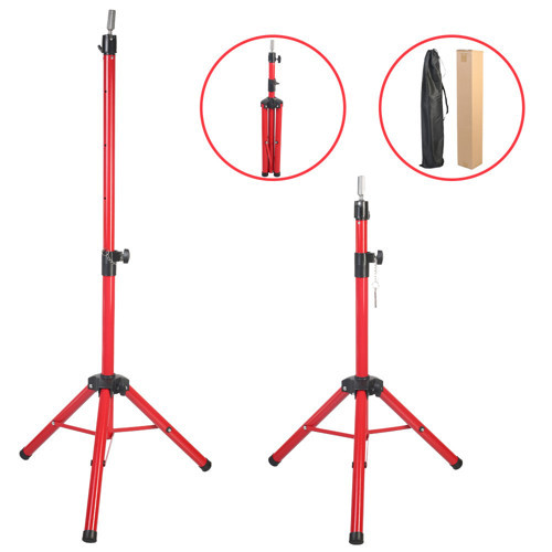 Miku Design Kuaför Eğitim Mankeni İçin Metal Tripod / Kırmızı + Taşıma Çantası