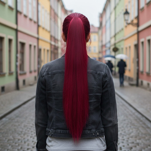 Miku Design Tokalı Düz At Kuyruğu / Kızıl