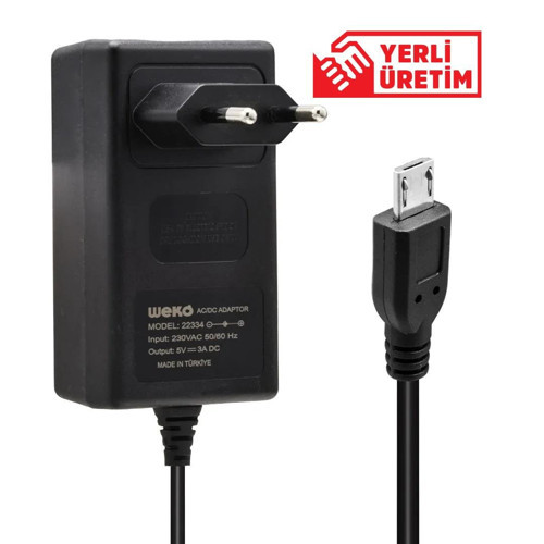 5 Volt - 3 Amper Micro Usb Uçlu Priz Tipi Adaptör