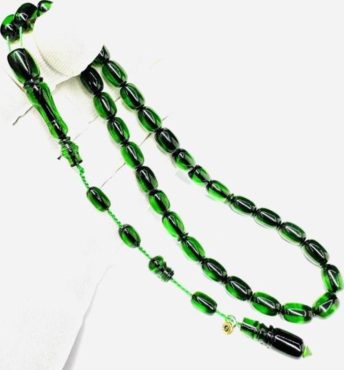 Enes Abdo Usta İmzalı Sikkeli Kapsül Model Sistemli 8-11mm Blok Zar - Ateş Kehribar Tesbih