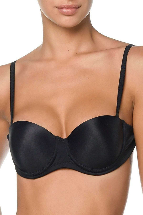 Straplez Dolgulu Sırtı Şeffaf Sütyen 2850 Siyah 85B