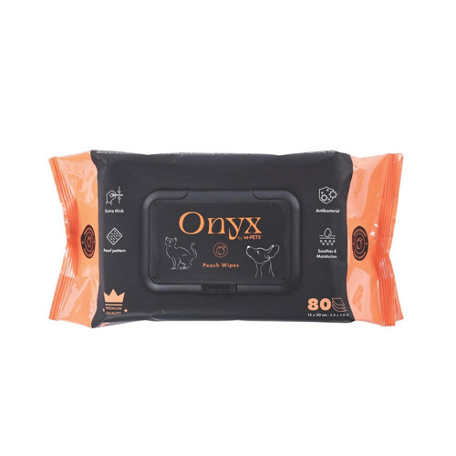 ONYX ŞEFTALİ KOKULU KEDİ ve KÖPEKLER İÇİN TEMİZLEME MENDİLİ 80Lİ
