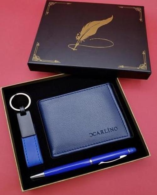 Mavi Cüzdan Anahtarlık Kalem Dekoratif Hediyelik