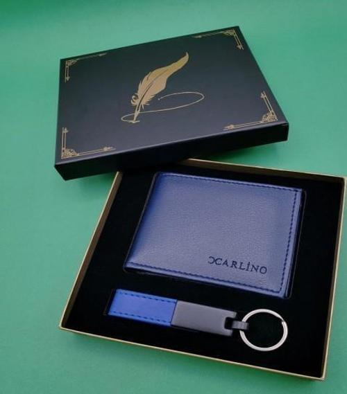 Mavi Cüzdan Anahtarlık Set Dekoratif Hediyelik