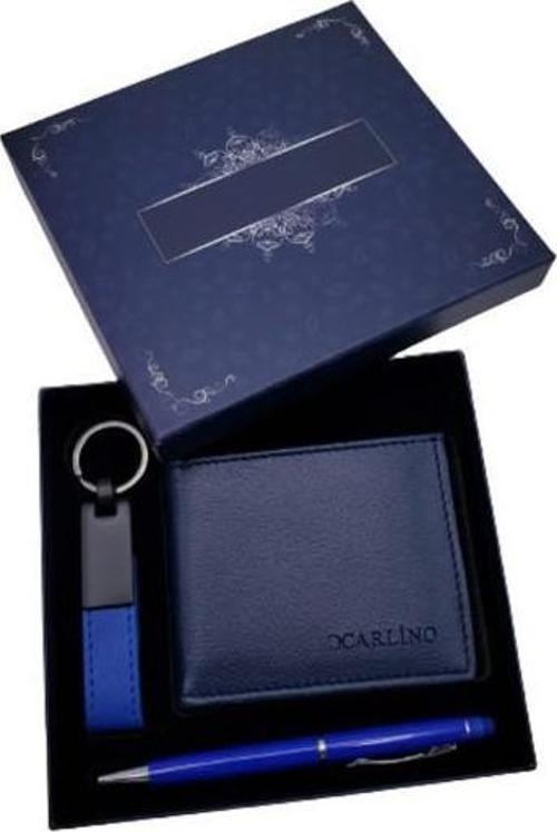 Mavi Kalem Cüzdan Deri Anahtarlık Dekoratif Hediyelik