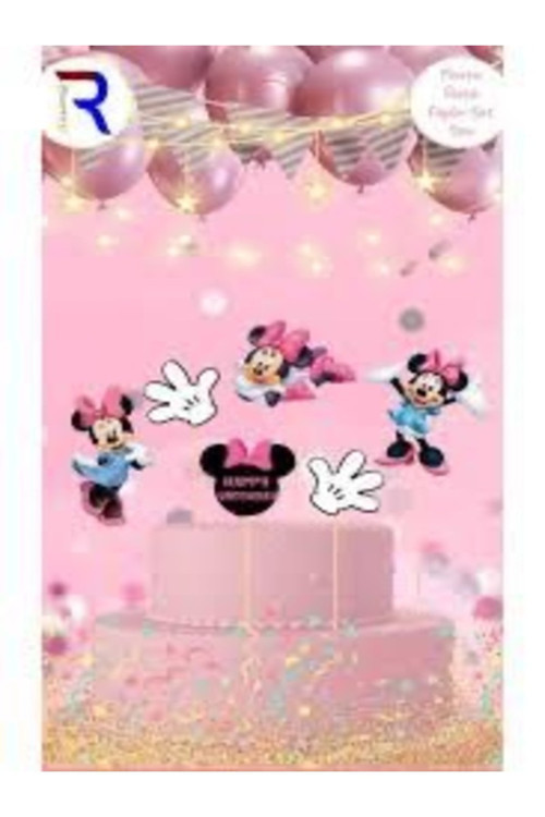 Minnie Mouse Temalı Pasta Üstü Figür Set