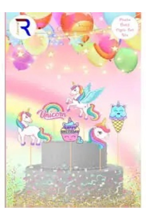 Unicorn Temalı Pasta Üstü Figür Set