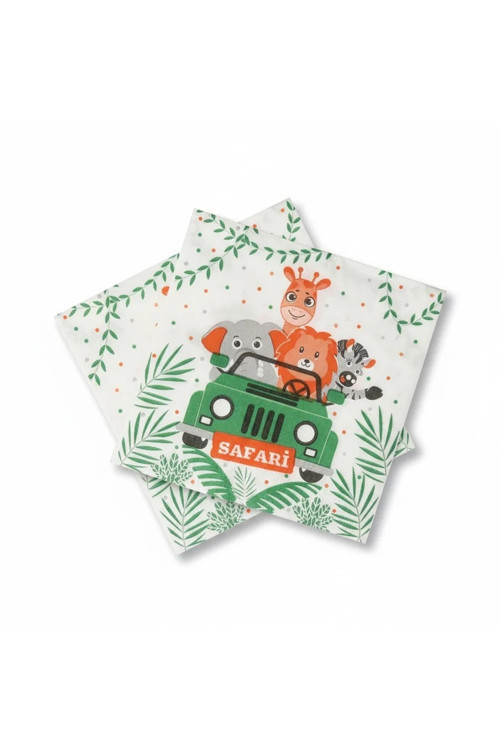 Safari Temalı Temaya Uygun Baskılı Doğum Günü Peçetesi 20 Adet
