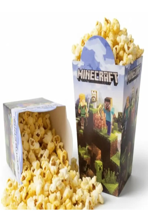 Minecraft Temalı Mısır Kutusu 8'Li Popcorn Kutusu