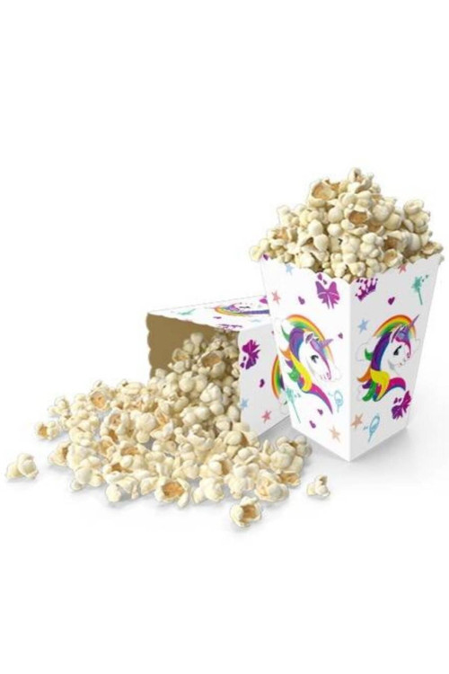 Partyy Bag Popcorn Kutusu ( Mısır , Cips Kutusu ) 8 Adet Unicorn Temalı