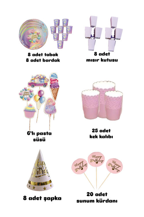 Dondurma Temalı Doğum Günü Seti