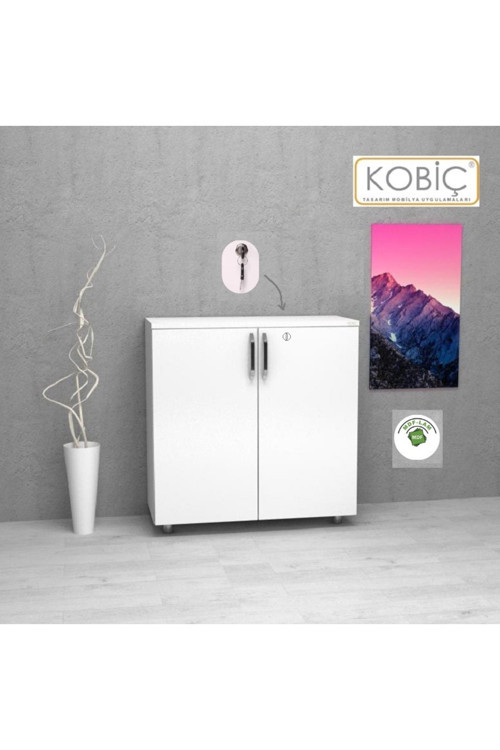 Kobi̇Ç Ofi̇S Dosya Dolabi Ki̇Li̇Tli̇ Tam Kapak Mdflam Dolap 80X35X80 Cm (Beyaz)