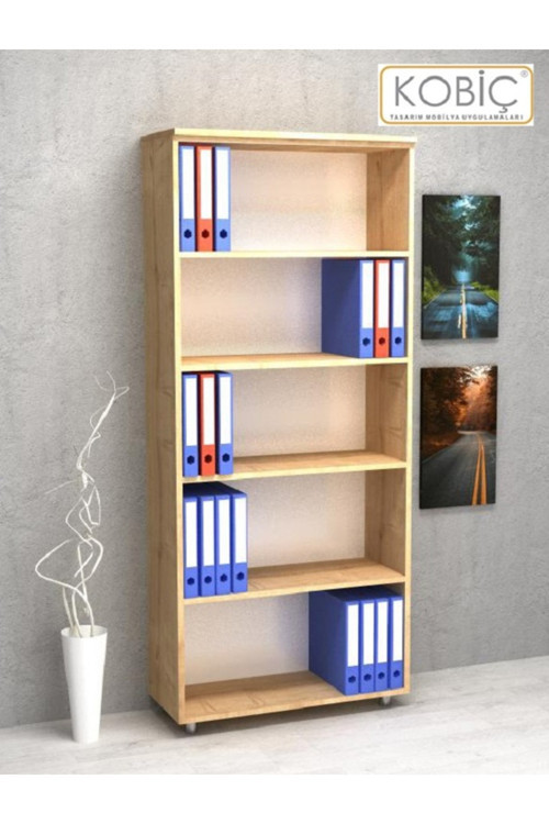 Ofis Dosya Dolabı Raflı Suntalam Dolap 80X35X185 Cm (Meşe)