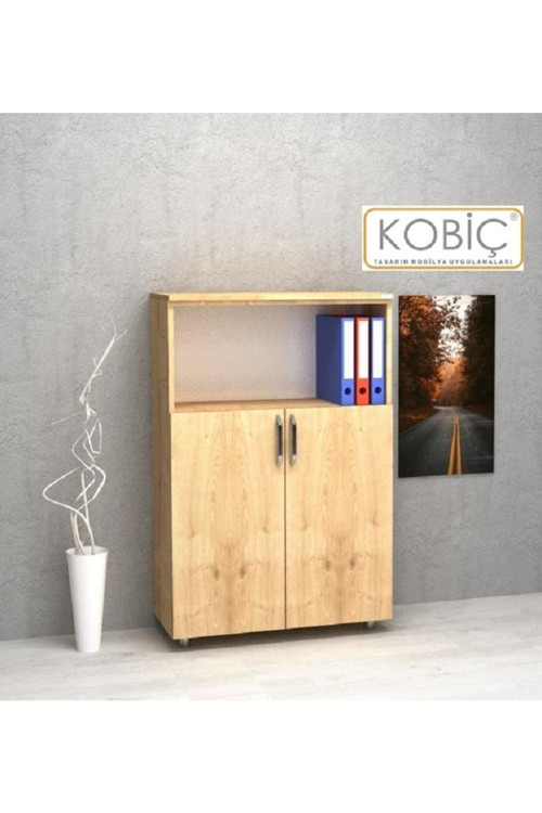 Ofis Dosya Dolabı Yarım Kapak Suntalam Dolap 80X35X115 Cm (Meşe)