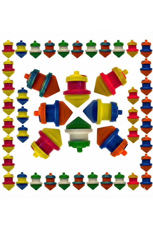 48 Adet Çevirmeli Basmalı Nostaljik Fırıldak Topaç - Her Biri Ayrı Poşetlerde