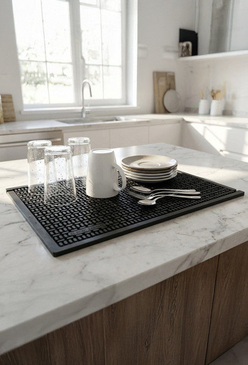 45x27 cm Kauçuk Bar Mat, Bulaşık Kurutma Matı, Tencere Altlığı, Cam Kenarı Saksı Altlığı