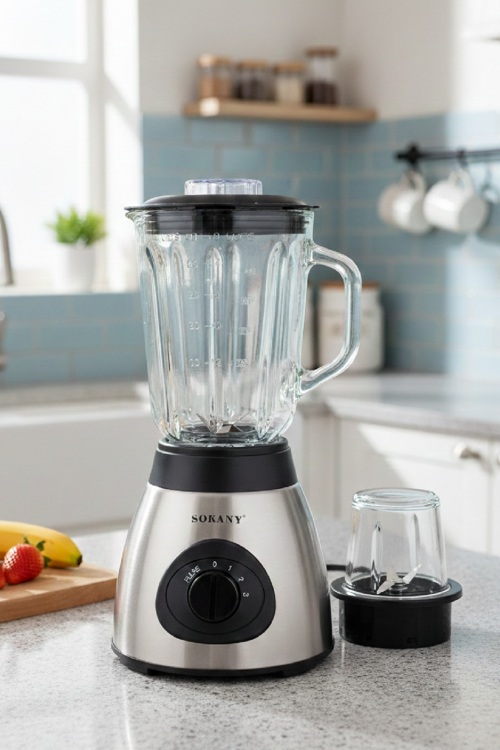 Paslanmaz Çelik Gövdeli Profesyonel Cam Blender & Öğütücü Seti – SK-148S