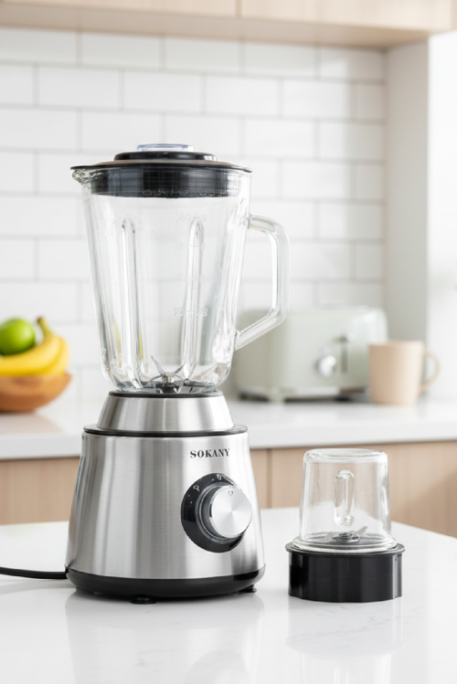 2’si 1 Arada Kristal Cam Hazneli Blender & Öğütücü Seti – SK-155