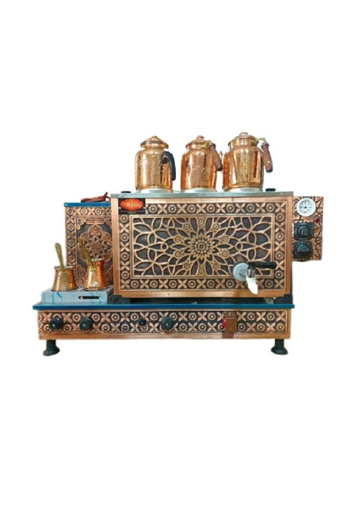 Osmanlı 3 Demlikli Bakır Çay Kazanı ( Lpg Elk) Tam Otomatik, Videolu