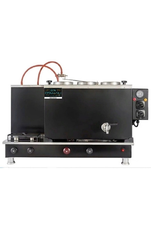 Osmanlı Set Kampanyası Doğalgazlı Siyah Boyalı 3 Demlikli Çay Ocağı Kazanı + 3 Adet Çelik Demlik