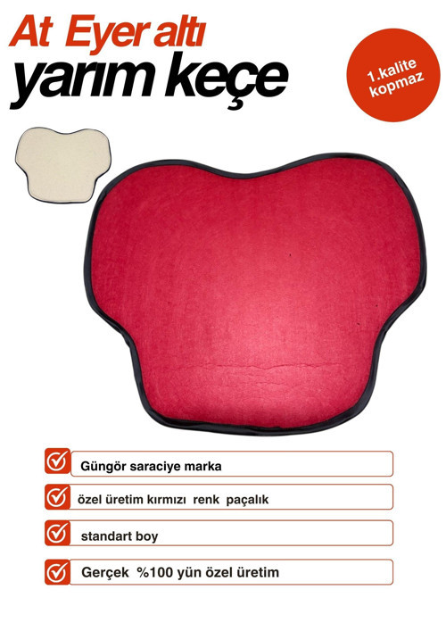 at eyer altı yarım keçe kırmızı %100 yün standartboy