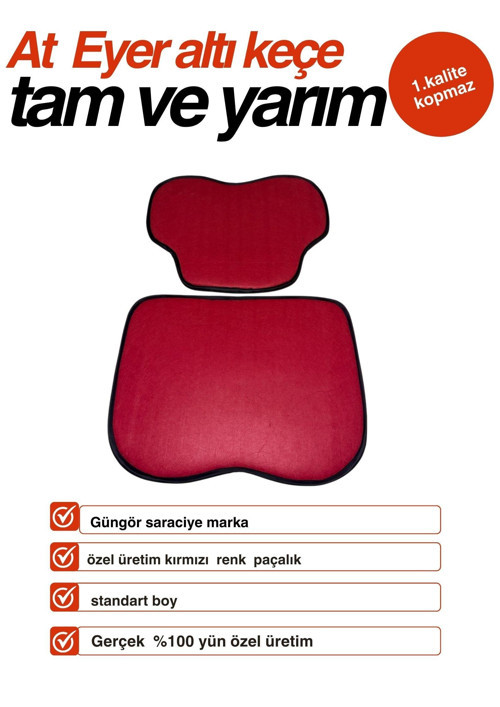 At eyer altı yarım ve tam keçe kırmızı %100 yün standart boy