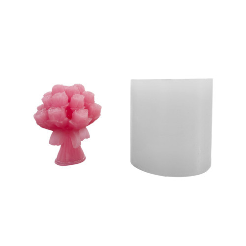 Silikon 3D 20 Güllü Çiçek Buketi Mum Kalıbı