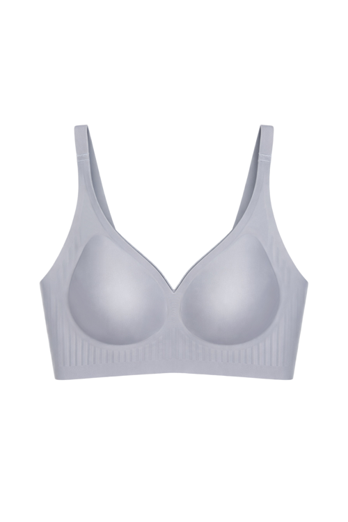 Seamless Bra - Slight | Gri Lazer Kesim Dikişsiz Dilim Detaylı Balensiz Kadın Sütyen