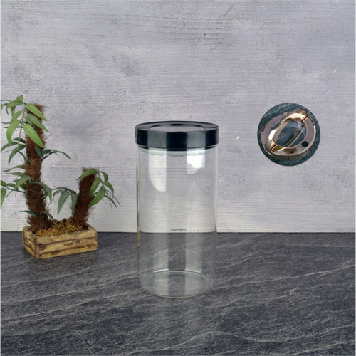 Vakumlu Cam Kavanoz 1650 ml Siyah