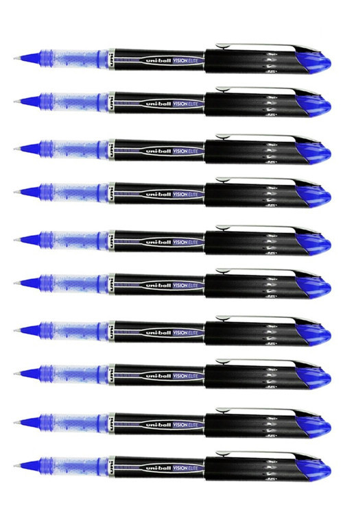 Mavi Pilot Kalem UB-205 Vision Elite 0.5mm 10 Adet Uniball Pilot Kalem 0.5 mm Roller Uçlu Pilot Kalem İnce Uçlu Likit