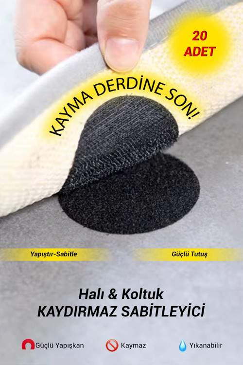 20'Li Halı Kilim Koltuk Örtüsü Sabitleyici Kaydırmaz Cırt Yıkanabilir Kendinden Yapışkanlı Ped