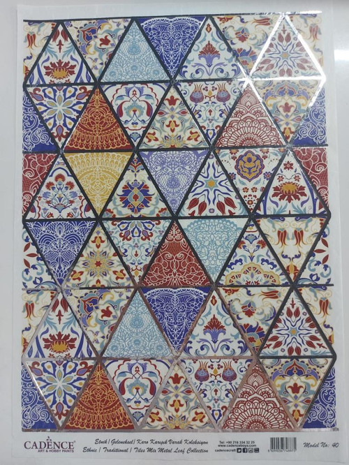 Desenli Gümüş Varak Pirinç Dekoapaj Kağıdı - Model 040
