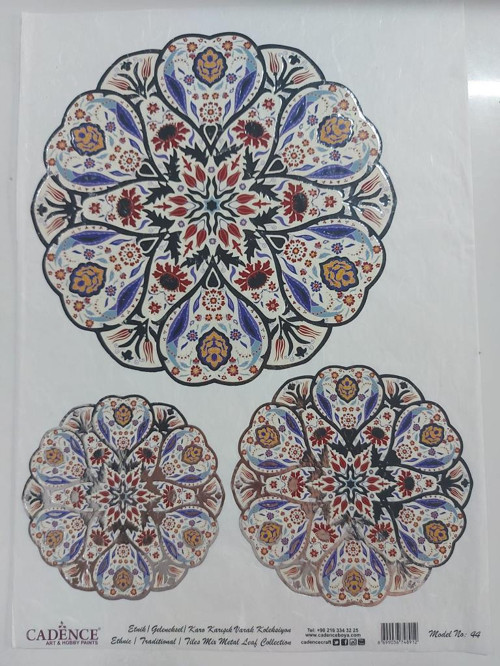 Desenli Gümüş Varak Pirinç Dekoapaj Kağıdı - Model 044