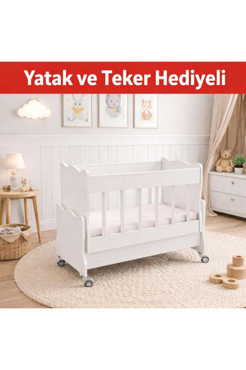 Pure Yatak Hediyeli Tekerlekli Anneyanı Sallanır Sabitlenir 50X100 Beşik