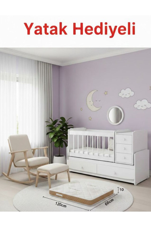 Rüya Yatak Hediyeli Anneyanı Sallanır Çekmeceli Büyüyen Beşik
