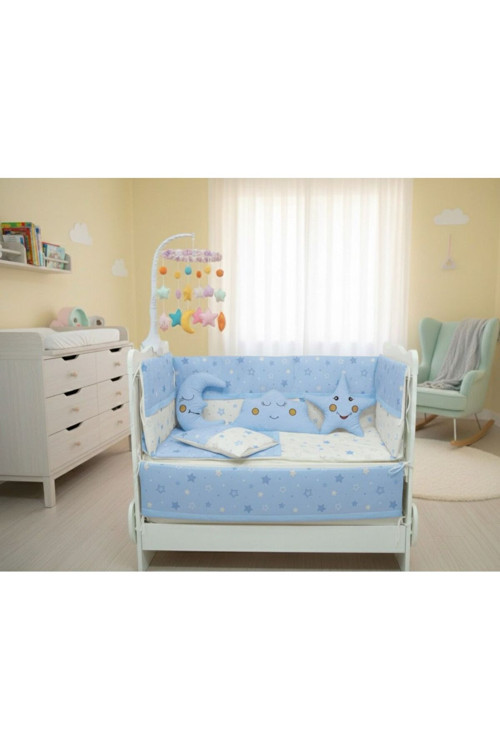 Mırıl Yıldız Ay Bulut Oyuncaklı Dört Taraf Korumalı Yıkanabilir Uyku Seti