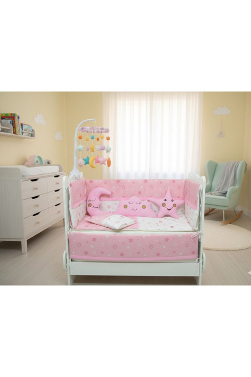 Mırıl Yıldız Ay Bulut Oyuncaklı Dört Taraf Korumalı Yıkanabilit Uyku Seti