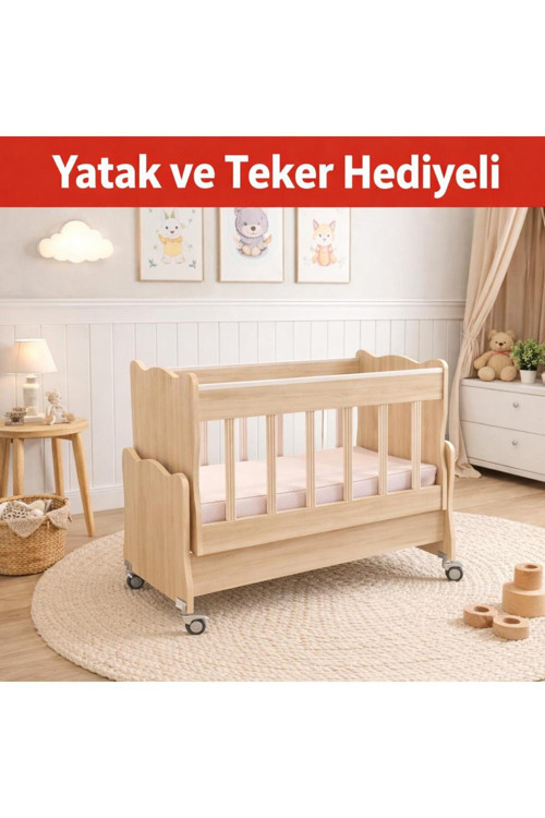 Pure Yatak Hediyeli Tekerlekli Anneyanı Sallanır Sabitlenir 50X100 Beşik