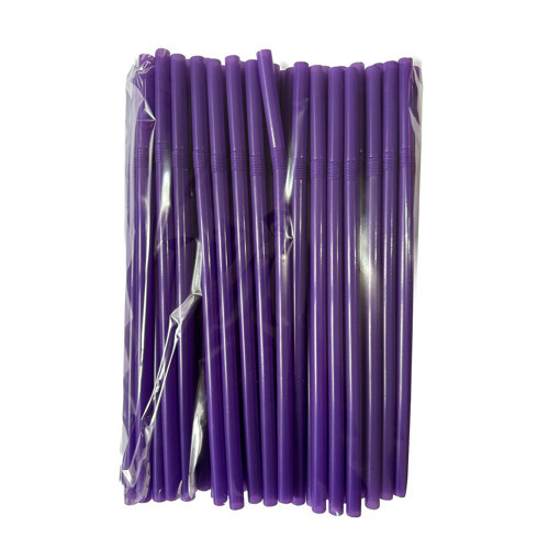 Körüklü Mor Kalın Kokteyl Buzlu Soğuk İçecek Pipet - 22 Cm. - 8 mm. -100 Adetlik Paket