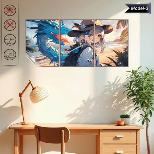 Statik Tutunma Özellikli Tablo - Poster Anime (Model- 3)