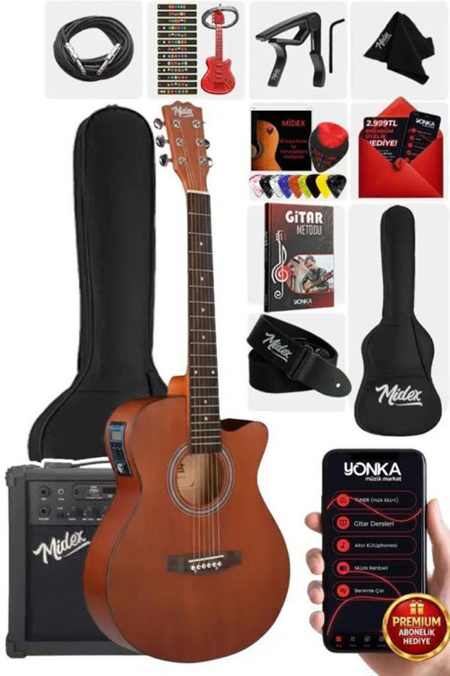 Phx-188AMP Elektro Akustik Gitar 4/4 (Amfi GİGBAG Tuner Askı Capo Jak Kablo)
