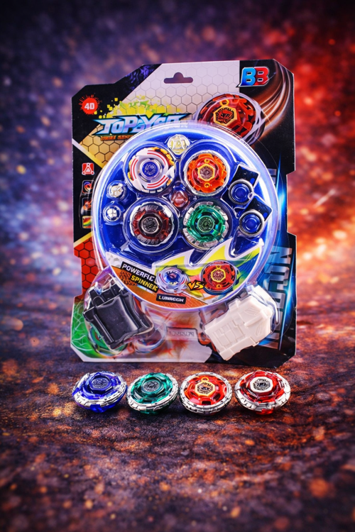 Metal Fusion Tornado Clash 5D Arenalı 4’lü Beyblade Oyuncak Seti Çift Fırlatıcılı Set