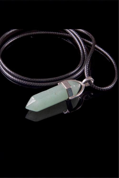 Çivi Modeli Doğal Aventurin Taşı Doğal Taş Kolye (Ip Kolye)