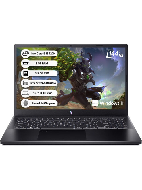 Nitro V 15 ANV15-51-58MB Intel Core i5 13420H 8GB Ram 512GB SSD Nvidia GeForce RTX3050 (6GB) 15.6" W11H